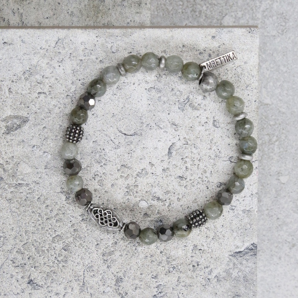 *NOT FOR SALE* MRETTIKA Grey Dawn Elastic Bracelet with Labradorite